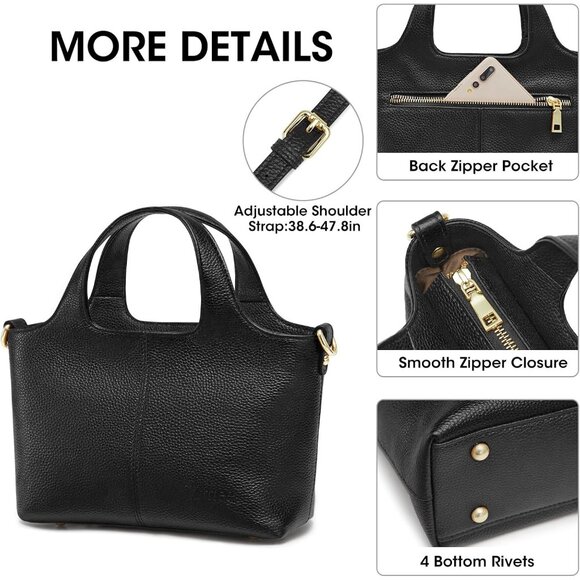 Genuine Leather Purses and Handbags for Women Crossbody Shoulder Tote Bag - Picture 5 of 6